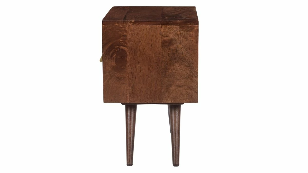 Table De Chevet Avec Tiroir Gravé En Bois Foncé Manguier Massif L42 Cm REKHA 6 Table De Chevet Avec Tiroir Gravé En Bois Foncé Manguier Massif L42 Cm REKHA – Image 4