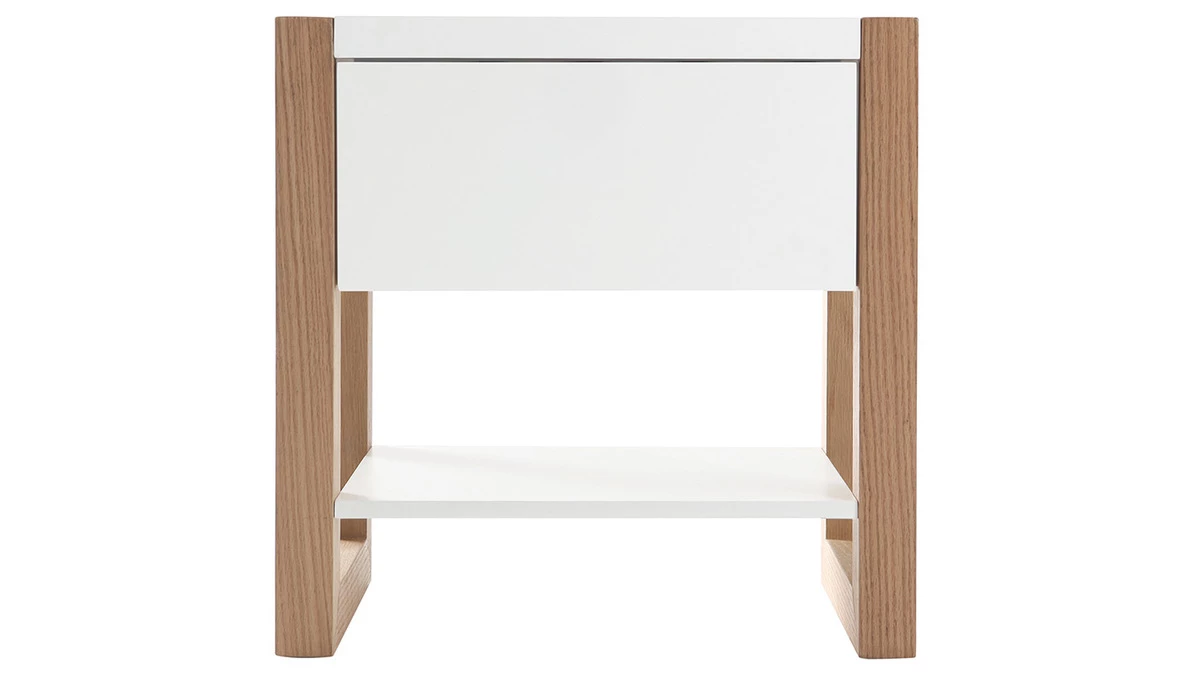 Table De Chevet Blanc Et Chêne ARMEL 3 Table De Chevet Blanc Et Chêne ARMEL
