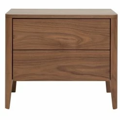 Table De Chevet Bois Foncé Noyer 2 Tiroirs L60 Cm BENJA