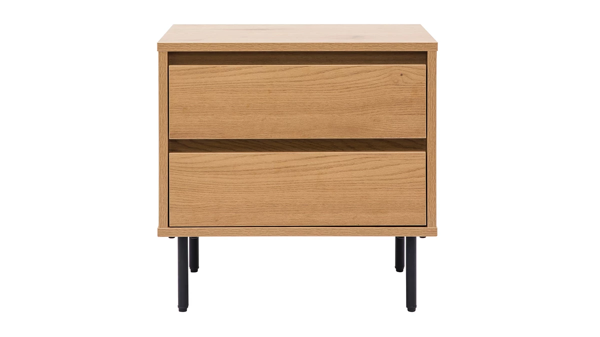 Table De Chevet Finition Bois Clair Chêne 2 Tiroirs L50 Cm ARAGON 3 Table De Chevet Finition Bois Clair Chêne 2 Tiroirs L50 Cm ARAGON