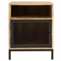 Table De Chevet Manguier Massif Et Métal Perforé RACK