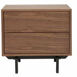 Table De Chevet Vintage Noyer Et Métal MANNY