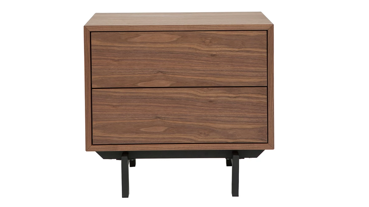 Table De Chevet Vintage Noyer Et Métal MANNY 3 Table De Chevet Vintage Noyer Et Métal MANNY