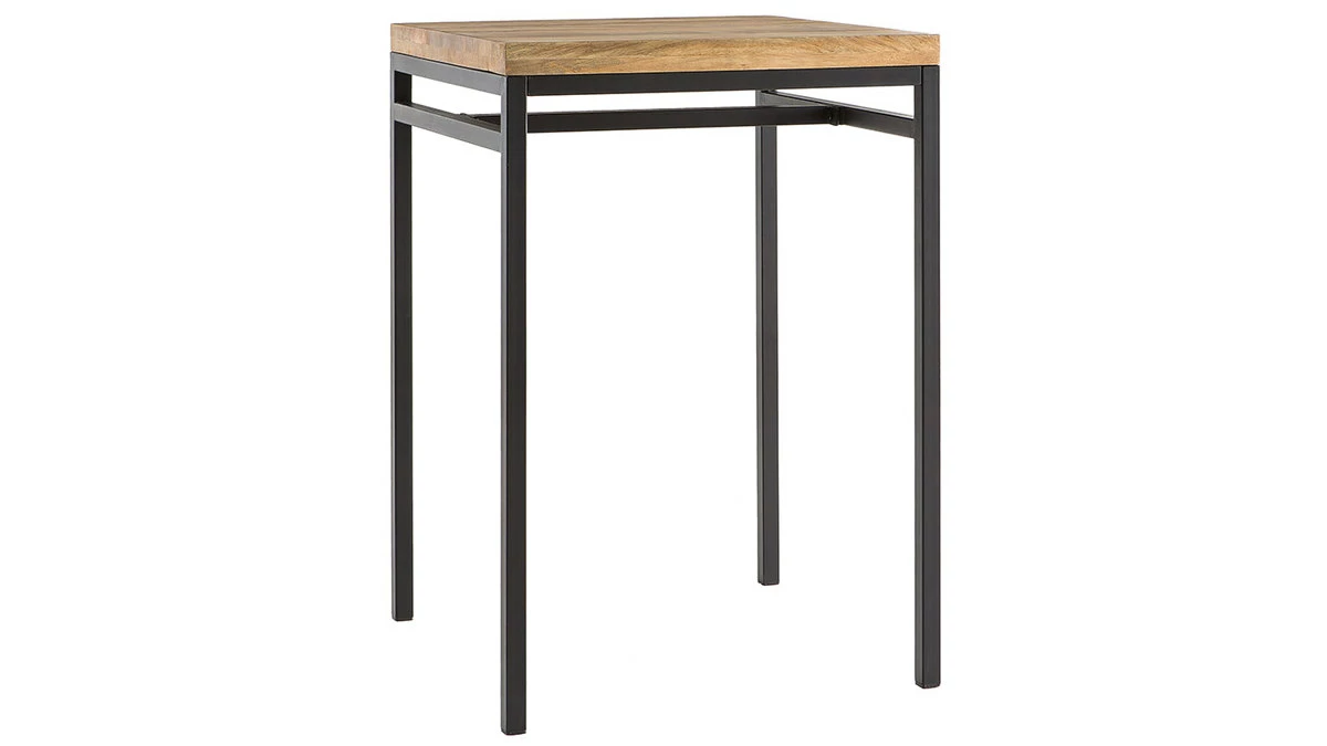 Table Haute Carrée En Manguier Massif Et Métal Noir L70 Cm YPSTER 4 Table Haute Carrée En Manguier Massif Et Métal Noir L70 Cm YPSTER – Image 2
