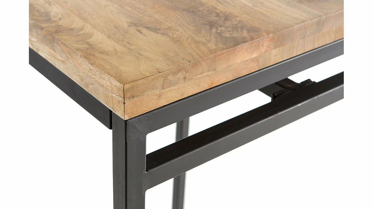 Table Haute Carrée En Manguier Massif Et Métal Noir L70 Cm YPSTER 6 Table Haute Carrée En Manguier Massif Et Métal Noir L70 Cm YPSTER – Image 4