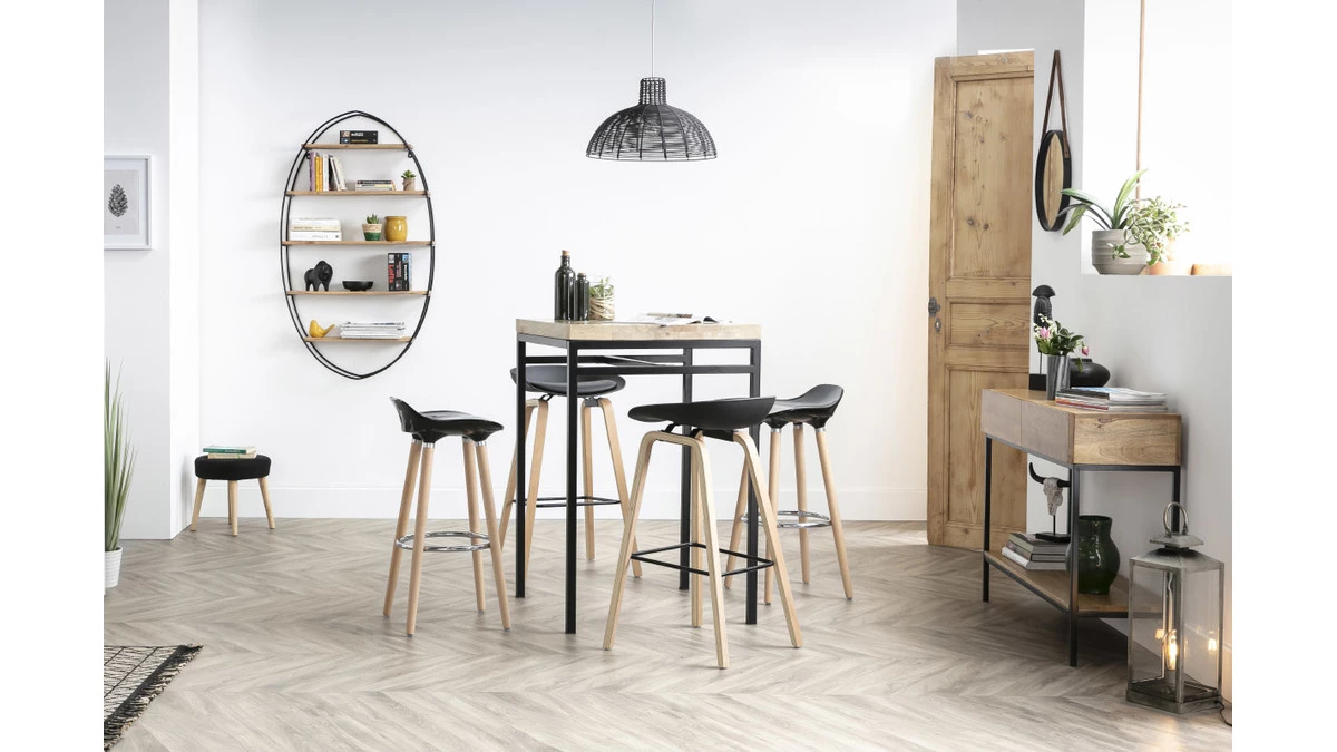 Table Haute Carrée En Manguier Massif Et Métal Noir L70 Cm YPSTER 7 Table Haute Carrée En Manguier Massif Et Métal Noir L70 Cm YPSTER – Image 5