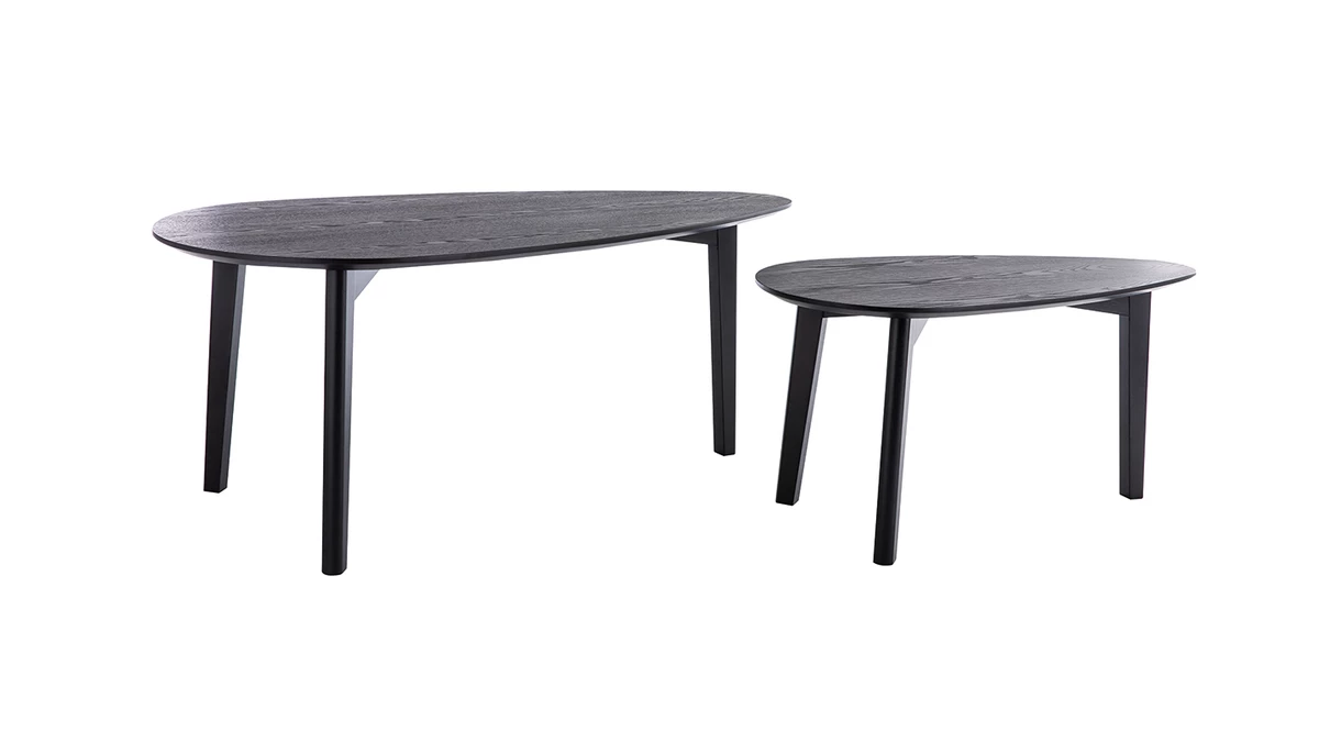 Tables Basses Gigognes Bois Noir (lot De 2) ARTIK 4 Tables Basses Gigognes Bois Noir (lot De 2) ARTIK – Image 2