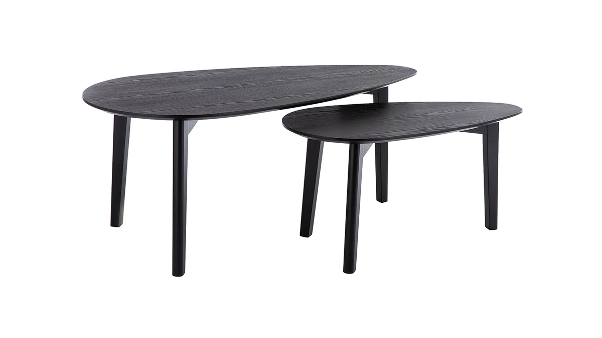 Tables Basses Gigognes Bois Noir (lot De 2) ARTIK 3 Tables Basses Gigognes Bois Noir (lot De 2) ARTIK