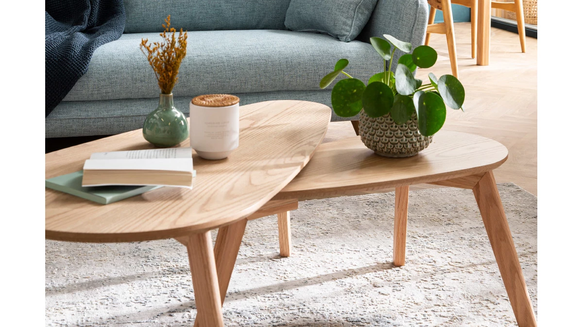 Tables Basses Gigognes Bois Noir (lot De 2) ARTIK 7 Tables Basses Gigognes Bois Noir (lot De 2) ARTIK – Image 5