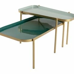 Tables Basses Gigognes Design Laquées Vertes (lot De 2) ZURIA