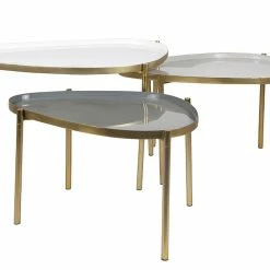 Tables Basses Gigognes Laquées Blanc Et Gris (lot De 3) ZURIA