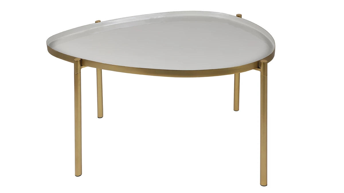 Tables Basses Gigognes Laquées Blanc Et Gris (lot De 3) ZURIA 5 Tables Basses Gigognes Laquées Blanc Et Gris (lot De 3) ZURIA – Image 3