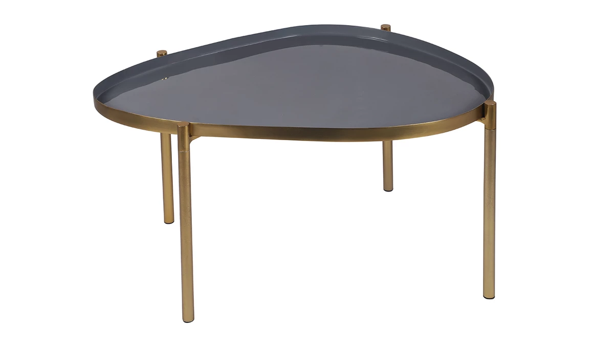 Tables Basses Gigognes Laquées Blanc Et Gris (lot De 3) ZURIA 6 Tables Basses Gigognes Laquées Blanc Et Gris (lot De 3) ZURIA – Image 4