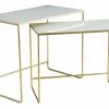 Tables Basses Gigognes Rectangulaires Design Blanc Et Métal Doré (lot De 2) WESS