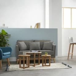 Tables Basses Gigognes Rondes Bois Clair Chêne Massif (lot De 3) DANAKIL -Canapé Soldes tables basses gigognes rondes bois clair chene massif lot de 3 danakil 45113 5c5312604d7ee 1200 675