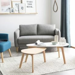 Tables Basses Scandinaves Bois Clair Chêne Et Blanc (lot De 2) ARTIK -Canapé Soldes tables basses scandinaves bois clair chene et blanc lot de 2 artik 46727 5f194f12ca87c 1200 675