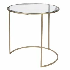 Tables D'appoint Gigognes En Verre Teinté Rose Et Métal Doré (lot De 2) JANE 12 Tables D'appoint Gigognes En Verre Teinté Rose Et Métal Doré (lot De 2) JANE -Canapé Soldes tables dappoint gigognes en verre teinte rose et metal dore lot de 2 jane 50413 621230b164485 1200 675