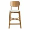 Tabouret De Bar Chêne Et Assise Blanche H65 Cm LUCIA