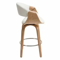 Tabouret De Bar Design Blanc Et Bois Clair 65 Cm ARAMIS -Canapé Soldes tabouret de bar design blanc et bois clair 65 cm aramis 46779 5d691b014a446 1200 675