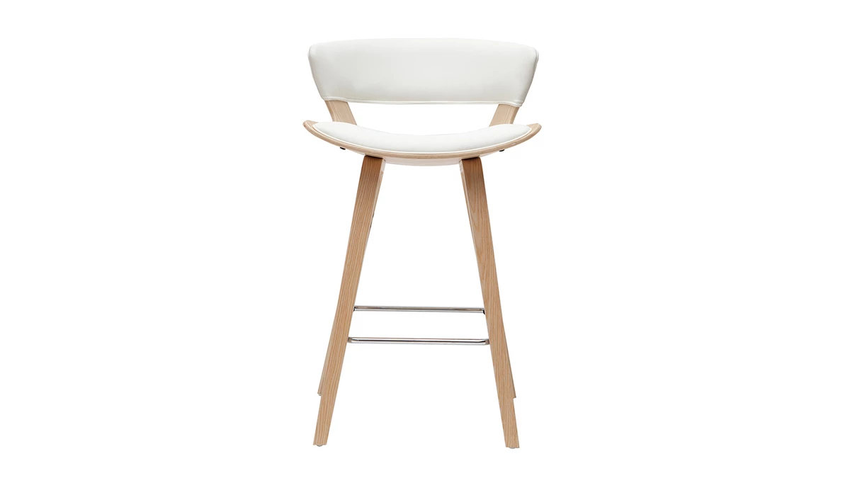 Tabouret De Bar Design Blanc Et Bois Clair H65 Cm SYRAH 3 Tabouret De Bar Design Blanc Et Bois Clair H65 Cm SYRAH