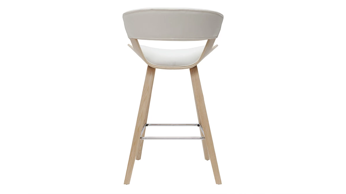 Tabouret De Bar Design Blanc Et Bois Clair H65 Cm SYRAH 6 Tabouret De Bar Design Blanc Et Bois Clair H65 Cm SYRAH – Image 4