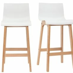 Tabouret De Bar Design Bois Et Blanc 75 Cm (lot De 2) NEW SURF