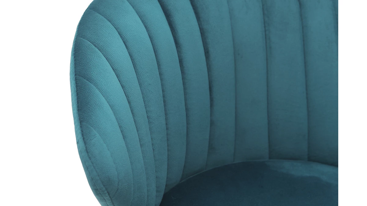 Tabouret De Bar Design En Tissu Velours Gaufré Bleu Pétrole Et Métal Noir H68 Cm DALLY 7 Tabouret De Bar Design En Tissu Velours Gaufré Bleu Pétrole Et Métal Noir H68 Cm DALLY – Image 5