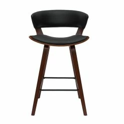 Tabouret De Bar Design Noir Et Bois Foncé H65 Cm SYRAH