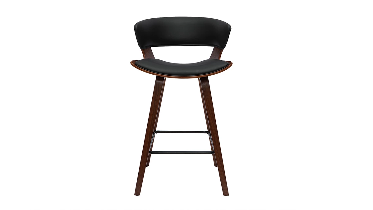 Tabouret De Bar Design Noir Et Bois Foncé H65 Cm SYRAH 2 Tabouret De Bar Design Noir Et Bois Foncé H65 Cm SYRAH