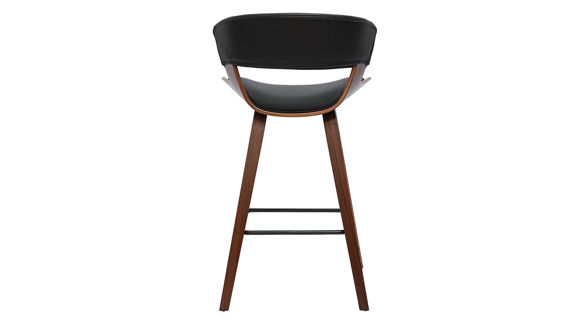 Tabouret De Bar Design Noir Et Bois Foncé H65 Cm SYRAH 5 Tabouret De Bar Design Noir Et Bois Foncé H65 Cm SYRAH – Image 4