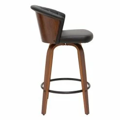Tabouret De Bar Design Pivotant Noir Et Bois Foncé H65cm ALBIN -Canapé Soldes tabouret de bar design pivotant noir et bois fonce h65cm albin 49319 60b8a6397a03e 1200 675