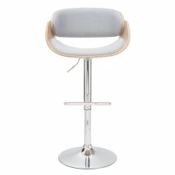 Tabouret De Bar Design Réglable En Tissu Gris Et Bois Clair BENT