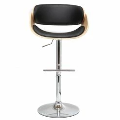 Tabouret De Bar Design Réglable Noir Et Bois Clair BENT
