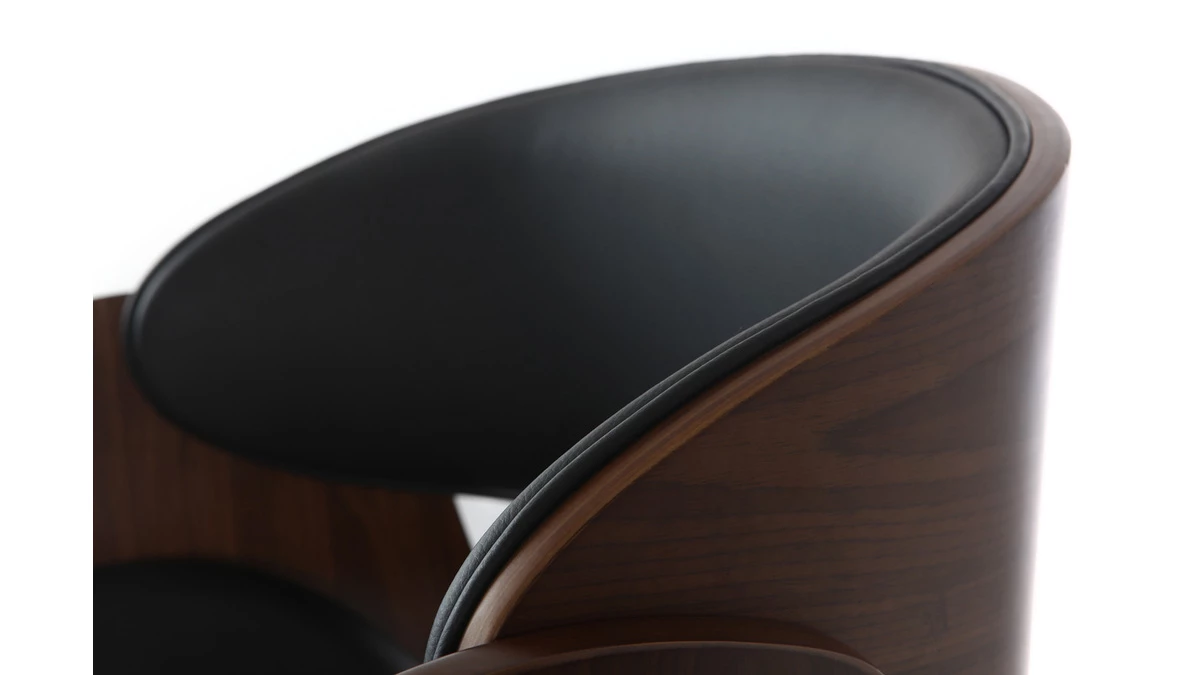 Tabouret De Bar Design Réglable Noir Et Bois Foncé BENT 7 Tabouret De Bar Design Réglable Noir Et Bois Foncé BENT – Image 5