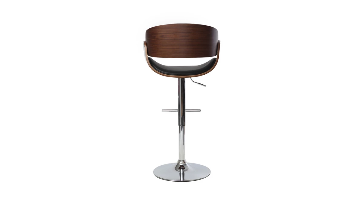 Tabouret De Bar Design Réglable Noir Et Bois Foncé BENT 6 Tabouret De Bar Design Réglable Noir Et Bois Foncé BENT – Image 4
