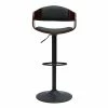 Tabouret De Bar Design Réglable Noir Et Bois Foncé EUSTACHE