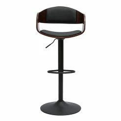 Tabouret De Bar Design Réglable Noir Et Bois Foncé EUSTACHE