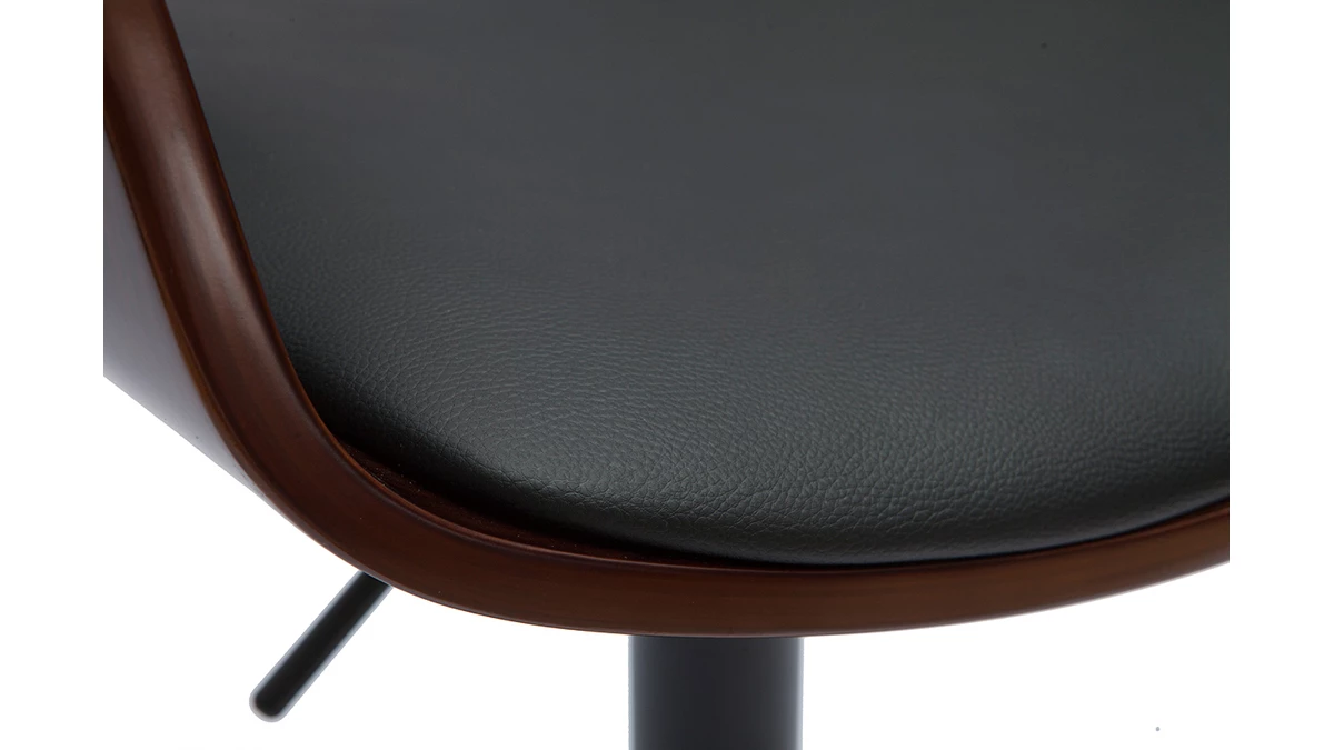 Tabouret De Bar Design Réglable Noir Et Bois Foncé EUSTACHE 7 Tabouret De Bar Design Réglable Noir Et Bois Foncé EUSTACHE – Image 5