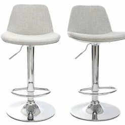 Tabouret De Bar Design Tissu Gris Clair Lot De 2 ZACK