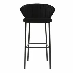 Tabouret De Bar Design Velours Noir H78 Cm DALLY - Miliboo & Stéphane Plaza