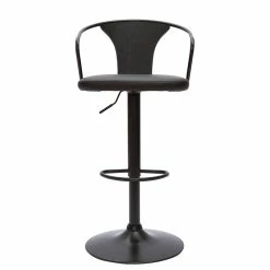 Tabouret De Bar Industriel Réglable Noir BECKETT
