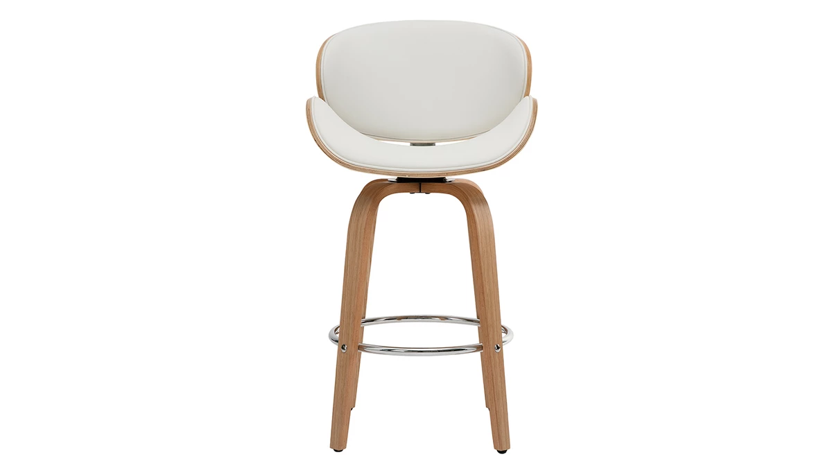 Tabouret De Bar Pivotant Blanc Et Bois Clair 65 Cm WALNUT 3 Tabouret De Bar Pivotant Blanc Et Bois Clair 65 Cm WALNUT