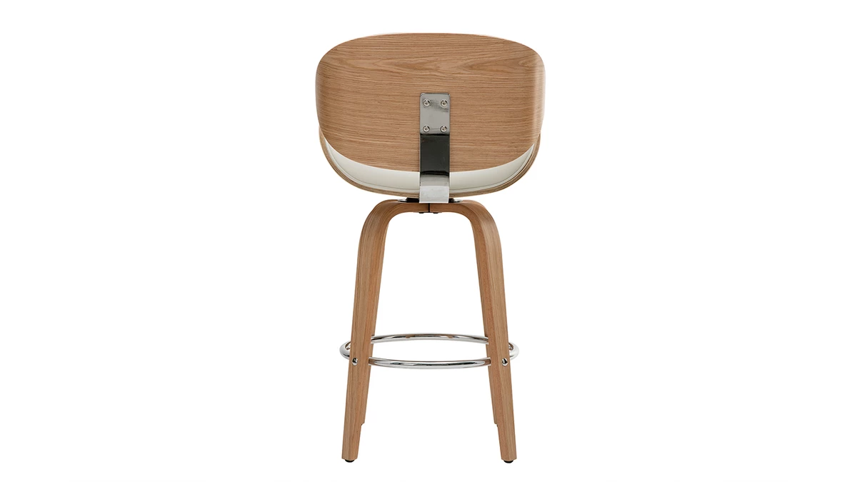 Tabouret De Bar Pivotant Blanc Et Bois Clair 65 Cm WALNUT 6 Tabouret De Bar Pivotant Blanc Et Bois Clair 65 Cm WALNUT – Image 4