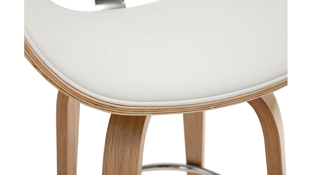 Tabouret De Bar Pivotant Blanc Et Bois Clair 65 Cm WALNUT 7 Tabouret De Bar Pivotant Blanc Et Bois Clair 65 Cm WALNUT – Image 5