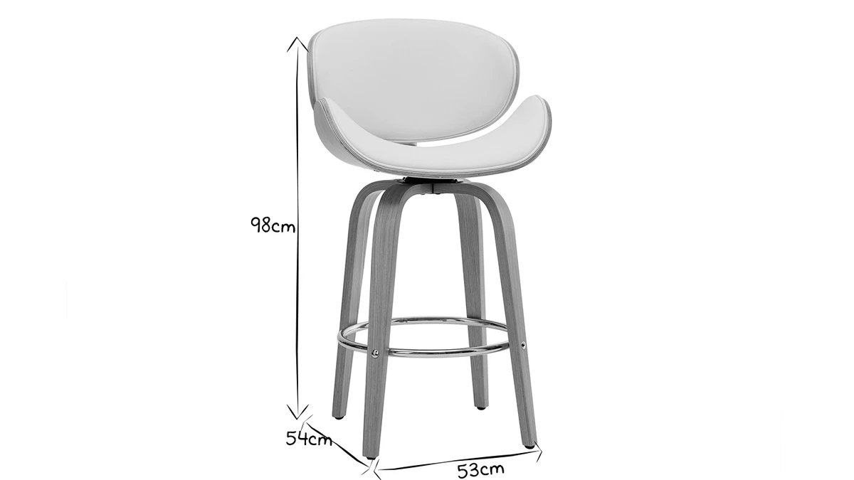Tabouret De Bar Pivotant Blanc Et Bois Clair 65 Cm WALNUT 8 Tabouret De Bar Pivotant Blanc Et Bois Clair 65 Cm WALNUT – Image 6