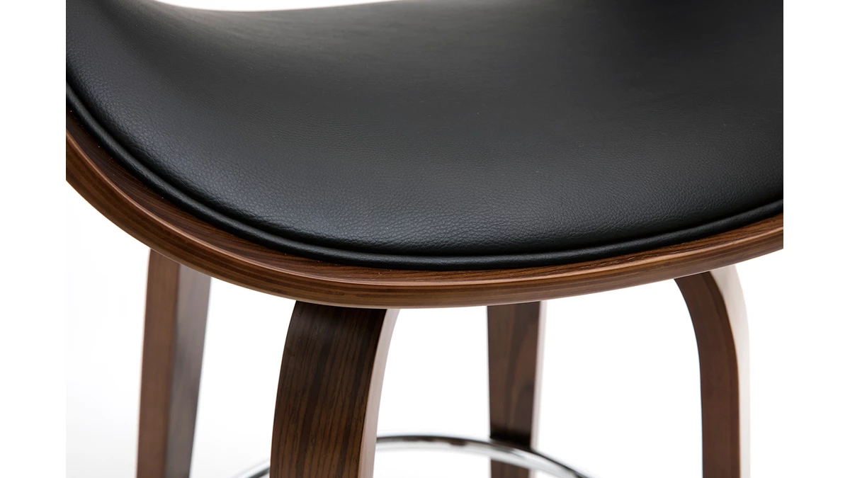 Tabouret De Bar Pivotant Noir Et Bois Foncé 65 Cm BENT 7 Tabouret De Bar Pivotant Noir Et Bois Foncé 65 Cm BENT – Image 5