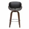 Tabouret De Bar Pivotant Noir Et Bois Foncé 65 Cm WALNUT