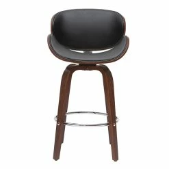 Tabouret De Bar Pivotant Noir Et Bois Foncé 65 Cm WALNUT