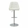 Tabouret De Bar Relevable Blanc Et Bois Clair FLUFFY