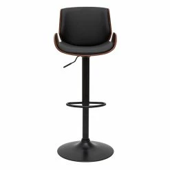 Tabouret De Bar Relevable Noir Et Bois Foncé VESPER
